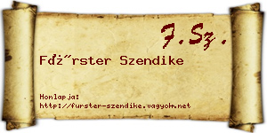 Fürster Szendike névjegykártya
